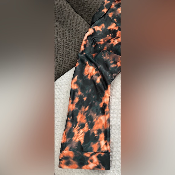 Camila Coelho Amelia Romper in Orange Teal Tie Dye Black XS Satin Kimono Sleeve - Picture 12 of 16